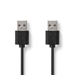 Nedis USB-Kabel | USB 2.0 | USB-A Male | USB-A Male | 480 Mbps | Vernikkeld | 2.00 m | Rond | PVC | Zwart | Label - CCGL60001BK20