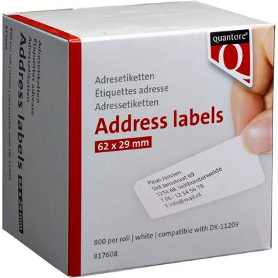 Label etiket quantore dk-11209 29mmx62mm adres wt