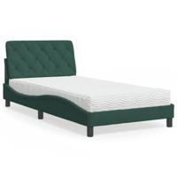 Bed met matras fluweel donkergroen 100x200 cm