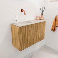 Toiletmeubel Mondiaz Joya Dlux | 71.6 cm | Meubelkleur Oak | Faye wastafel Ostra Wasbak Links | Zonder kraangat(en)