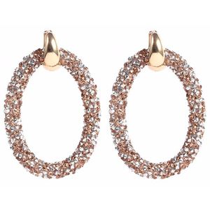 Cilla Jewels oorbellen Crystal Oval Gold Brown