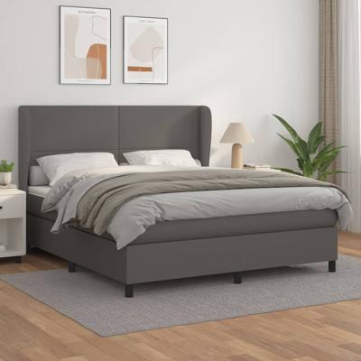 Boxspring met matras kunstleer grijs 180x200 cm