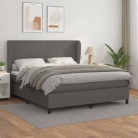 Boxspring met matras kunstleer grijs 180x200 cm