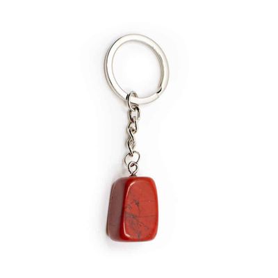 Edelsteen Sleutelhanger Rode Jaspis Zilverkleurig