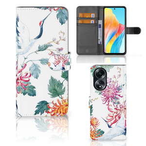 OPPO A58 4G Telefoonhoesje met Pasjes Bird Flowers