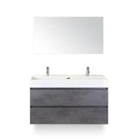 Maxx XL Badmeubelset 120 cm - Beton Antraciet - Wastafel Kube Enkel 2 kraangaten - met Spiegel
