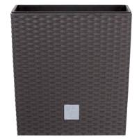 Prosperplast Plantenpot Rato - rotan look - bloempot met binnenpot - bruin - 22x22x23 cm - kunststof