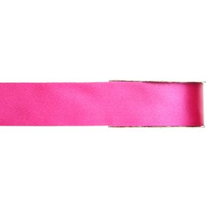 1x Hobby/decoratie fuchsia roze satijnen sierlinten 1,5 cm/15 mm x 25 meter