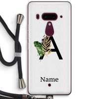 Charcoal Flora: HTC U12+ Transparant Hoesje met koord
