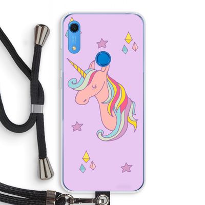 Roze eenhoorn: Huawei Y6s Transparant Hoesje met koord