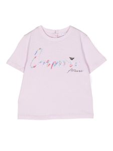 Emporio Armani Kids T-shirt met logoprint - Paars