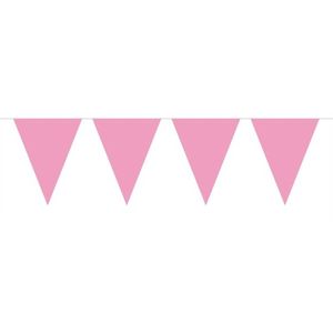 1x Mini vlaggetjeslijn slingers licht roze 350 cm - Vlaggenlijnen