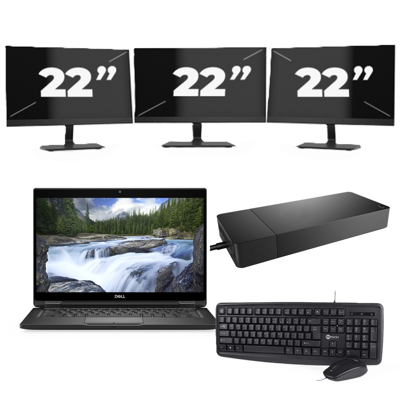Dell XPS 13 7390 - Intel Core i7-10e Generatie - 13 inch - 16GB RAM - 256GB SSD - Windows 11 Home + 3x 22 inch Monitor