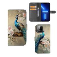 Telefoonhoesje | Met pasjeshouder | voor iPhone 13 Pro Max Vintage Pauwen