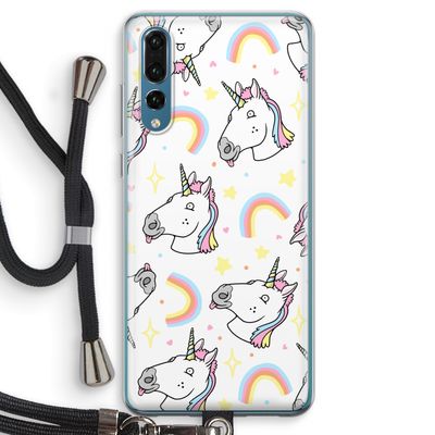 Rainbow Unicorn: Huawei P20 Pro Transparant Hoesje met koord