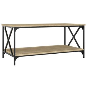 The Living Store Salontafel Classic - Hout - IJzer - 100x50x45cm - Sonoma Eiken