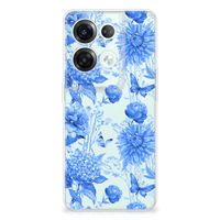 TPU Case voor OPPO Reno8 Pro Flowers Blue - thumbnail