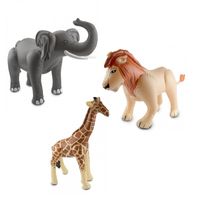 3x Opblaasbare dieren olifant leeuw en giraffe - thumbnail