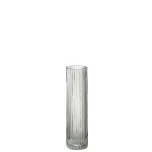 J-Line vaas Cylinder Lijnen - glas - transparant - small