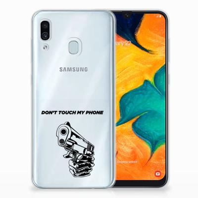 Samsung Galaxy A30 Silicone-hoesje Gun Don't Touch My Phone Samsung Galaxy A30 Silicone-hoesje Gun Don't Touch My Phone