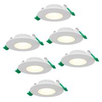 Set van 6 Prado dimbare LED Inbouwspots - 6 watt 570 lumen - CCT instelbare lichtkleur 2700K/4000K/6000K - Lage inbouwdiepte 25 mm - rond - IP44 voor binnen en buiten - Wit