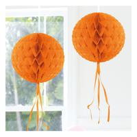 Decoratie bol - oranje - 30 cm - crepe papier - versiering - feestversiering