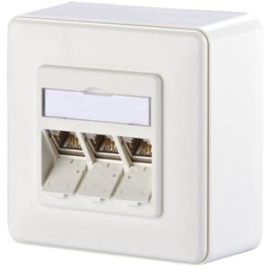 Metz Connect E-DAT modul 3 Port AP Cat.6A, reinweiß Netwerkdoos Opbouw (op muur) CAT 6A 3 poorten Zuiver wit