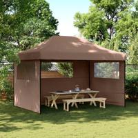 VidaXL Partytent inklapbaar pop-up met 3 zijwanden bruin