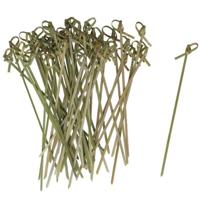Hapjes/sate prikkers/spiesjes - bamboe hout - 48x stuks - 15 cm - hittebestendig