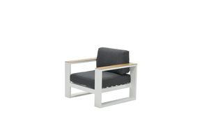 Cube lounge fauteuil mat wit/ reflex bl/ teak look - Garden Impressions