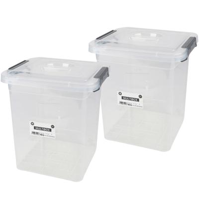 Urban Living Opberg box - 2x - 11 liter - 27 x 25 x 27cm - met deksel en clips - waterdicht