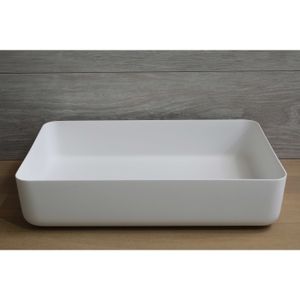 Waskom Opbouw Rechthoekig Luca Sanitair 60x40x13,5 cm Solid Surface Mat Wit