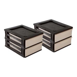 Ladeblokje/bureau organizer 2x grote lades - bruin/beige - L26 x B35 x H20 cm - kunststof