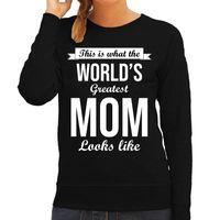 Worlds greatest mom cadeau sweater zwart voor dames - thumbnail