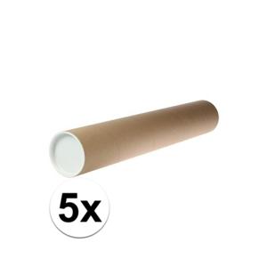 Poster koker van karton - 5x - 680 x 100 mm - Bruin - Verzendkokers - Voor A1 formaat papier