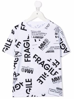 MM6 Maison Margiela Kids t-shirt à imprimé Fragile - Blanc