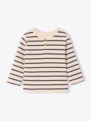 Set van 2 T-shirts baby met lange mouwen honingraat marineblauw, gestreept