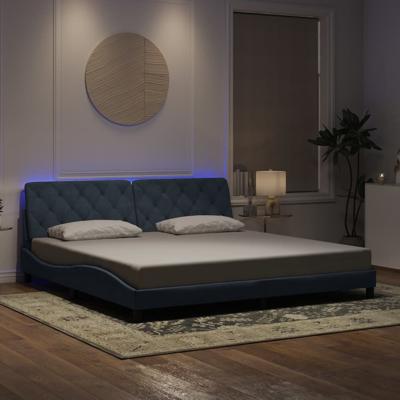Bedframe met LED zonder matras fluweel donkergrijs 200x200 cm