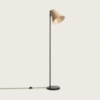 Vloerlamp zwart met verstelbare rotan kap en E27 fitting &apos;Avare&apos; 150 cm