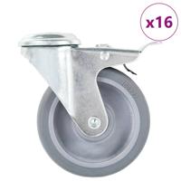16 st Zwenkwielen met boutgaten 100 mm