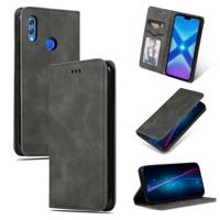 Retro huid voelen Business magnetische horizontale Flip lederen case voor Huawei Honor 8X (donkergrijs)
