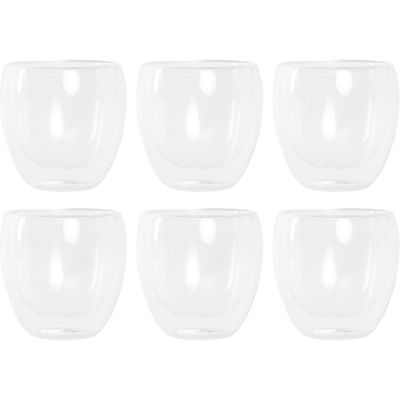 Koffieglazen/theeglazen dubbelwandig - set 6x - cappuccino glazen - 250 ml