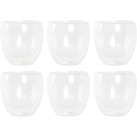 Koffieglazen/theeglazen dubbelwandig - set 6x - cappuccino glazen - 250 ml