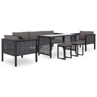 vidaXL 8-delige Loungeset met kussens poly rattan antraciet