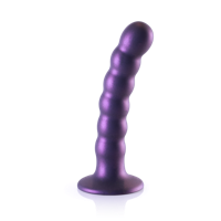 Ouch! by Shots Beaded Silicone G-Spot Dildo - 5'' / 13 cm - Metallic Purple