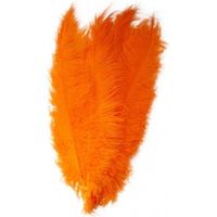 Grote veer/struisvogelveer oranje 50 cm verkleed accessoire   -