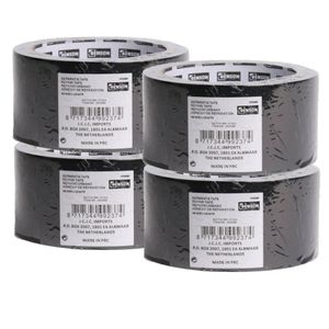 Benson 4x rollen ducttape/reparatietape universeel zwart 10 meter