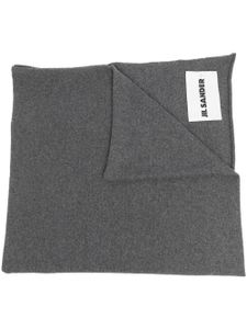 Jil Sander écharpe en cachemire à patch logo - Gris