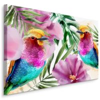 Schilderij- Tropische vogels, 4 maten, multi-gekleurd, wanddecoratie - thumbnail