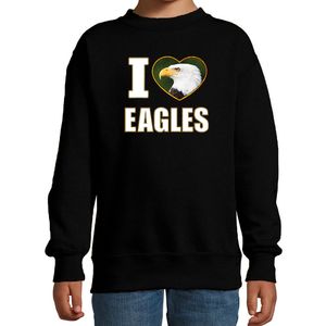 I love eagles sweater / trui met dieren foto van een amerikaanse zeearend zwart voor kinderen